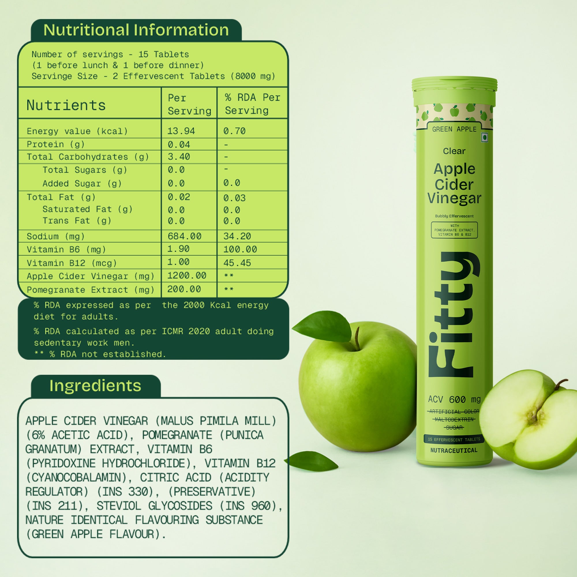 Image of 600mg Apple Cider Vinegar Fizz | Pack of 4